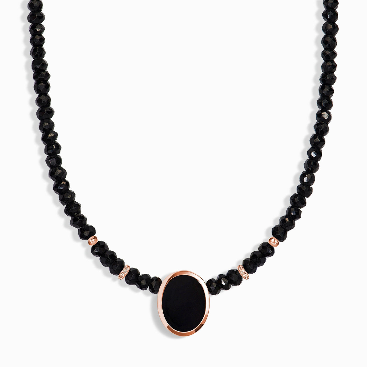 Black Onyx & Black Obsidian Beads Divina Necklace - Enfolded