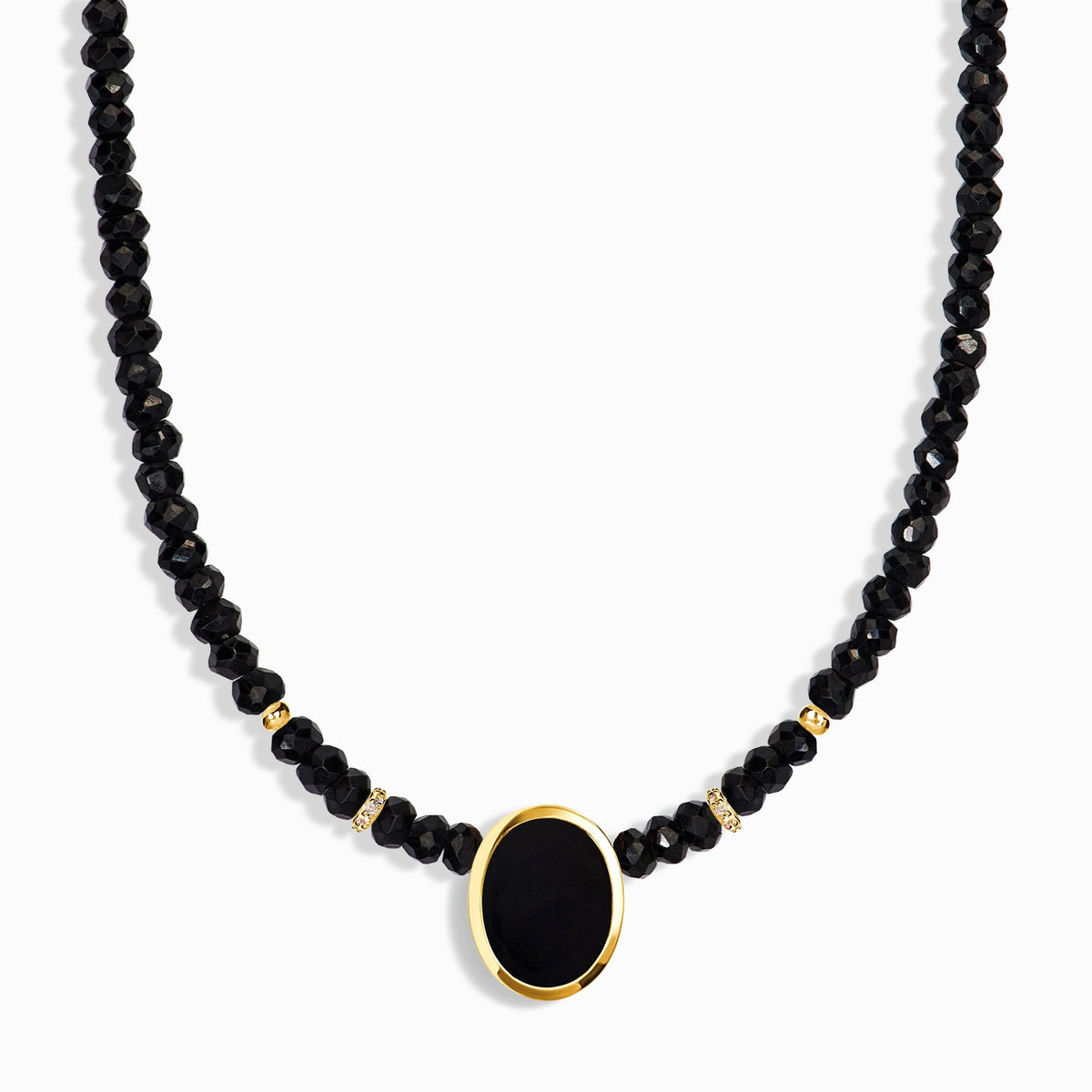 Black Onyx & Black Obsidian Beads Divina Necklace - Enfolded