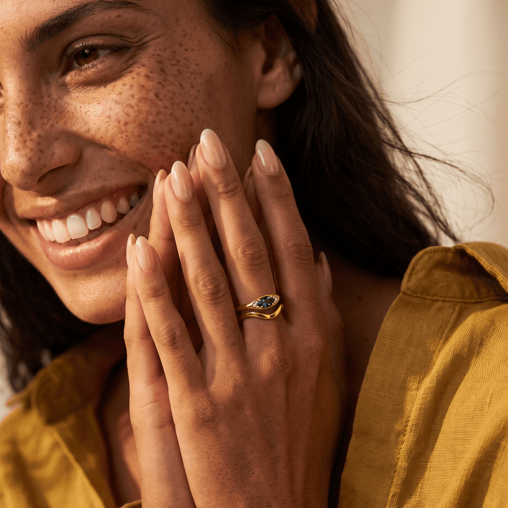 Blue Topaz Ring - Evil Eye