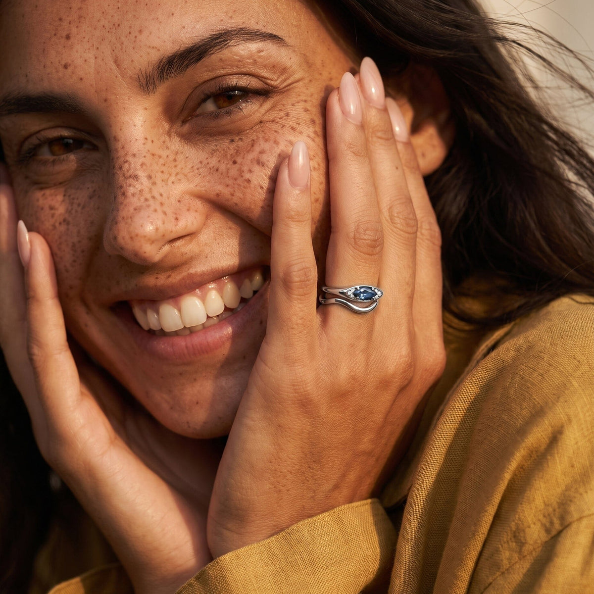 Blue Topaz Ring - Evil Eye