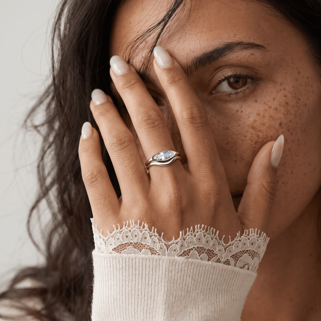 Moonstone Ring - Evil Eye