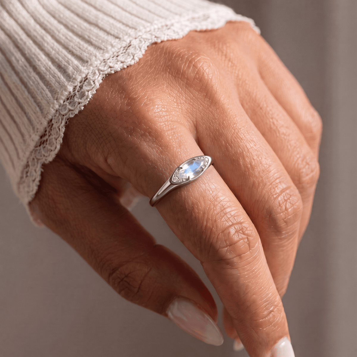 Moonstone Ring - Evil Eye