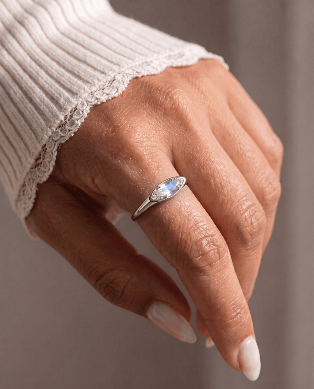 Moonstone Ring - Evil Eye