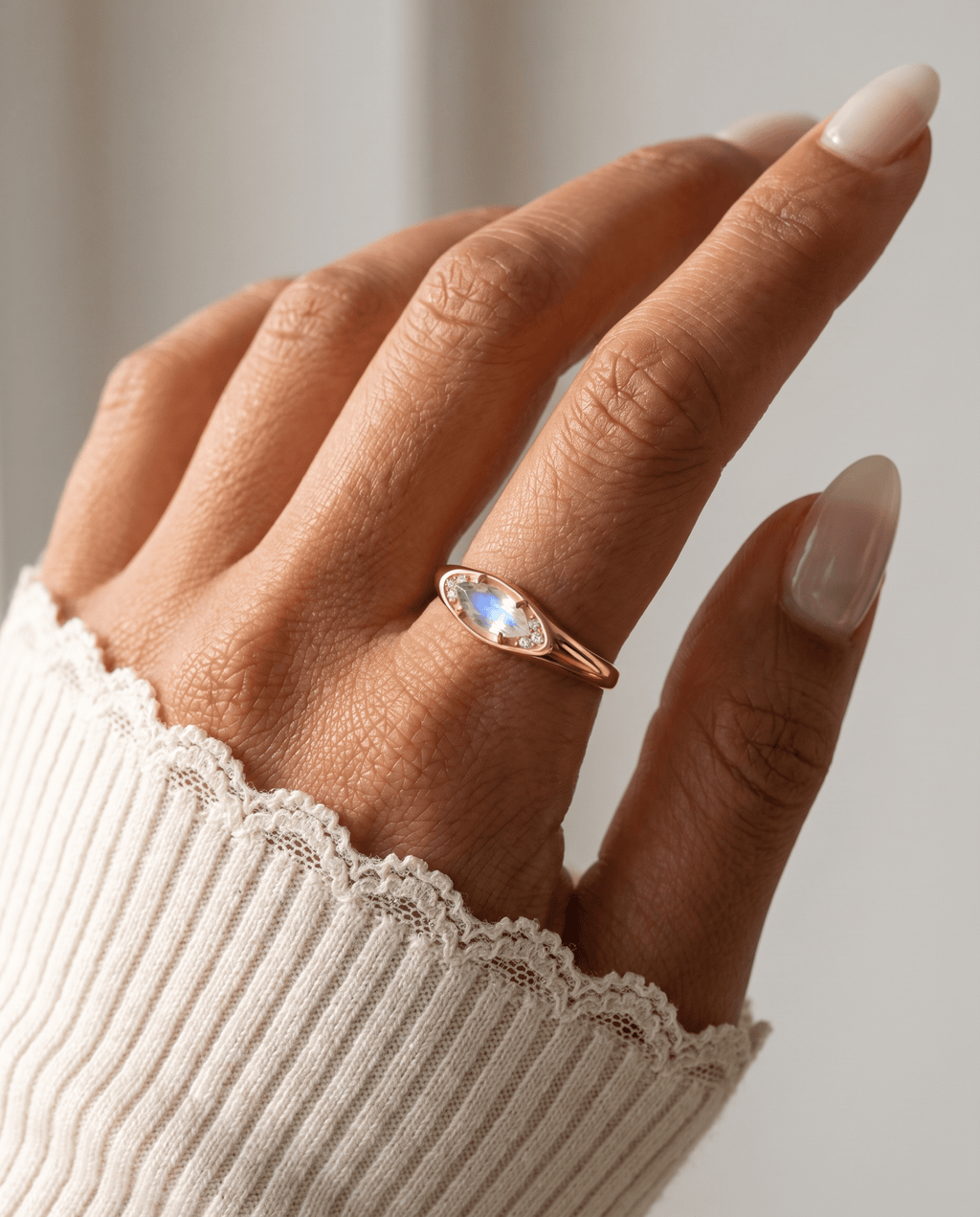 Moonstone Ring - Evil Eye