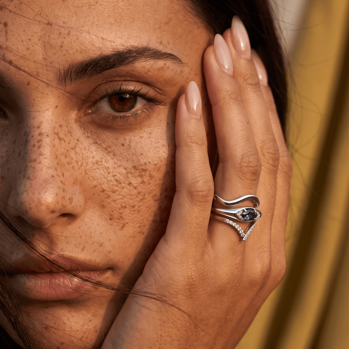 Blue Topaz Evil Eye & Infinite & Waves Rings