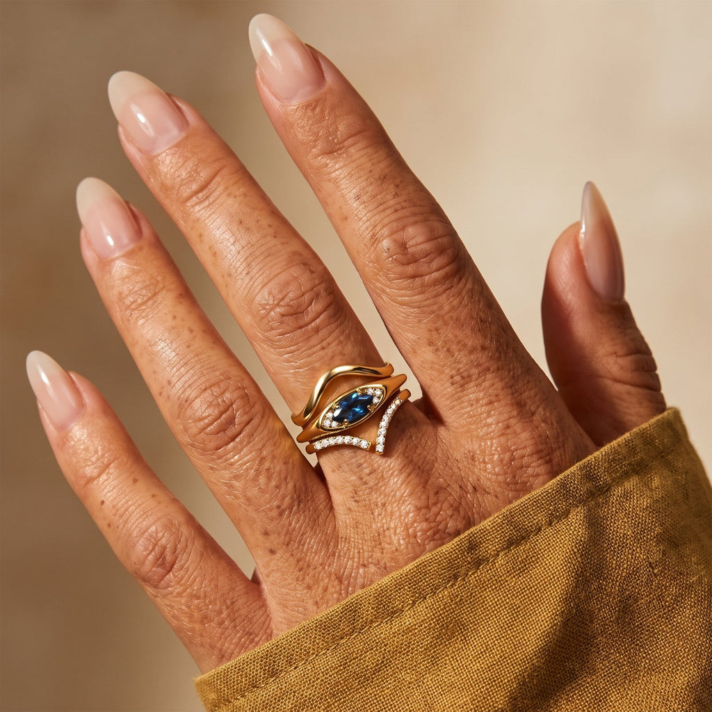 Blue Topaz Evil Eye & Infinite & Waves Rings