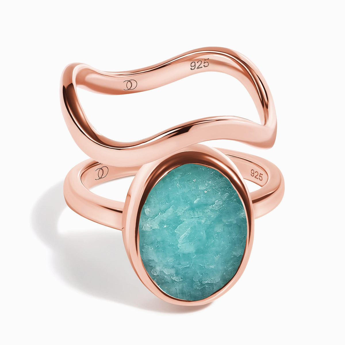 Enfolded Amazonite & Waves Rings