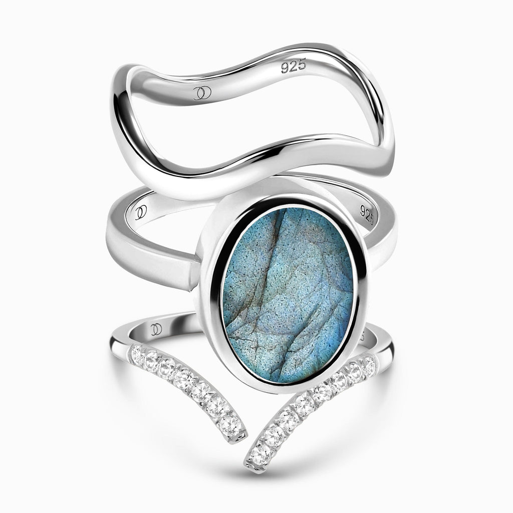 Enfolded Labradorite & Infinite & Waves Rings