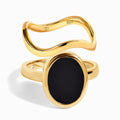Enfolded Black Onyx & Waves Rings