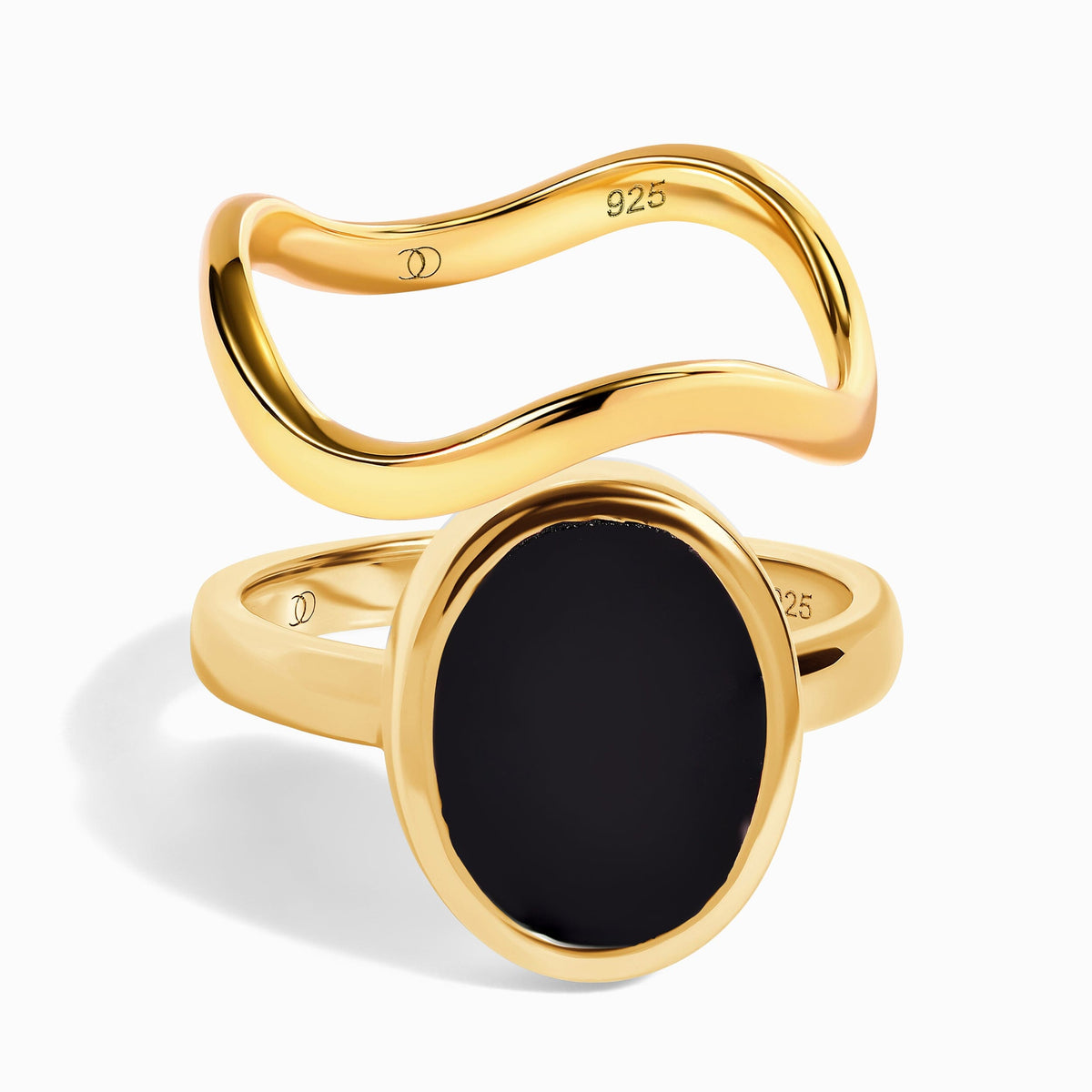 Enfolded Black Onyx & Waves Rings