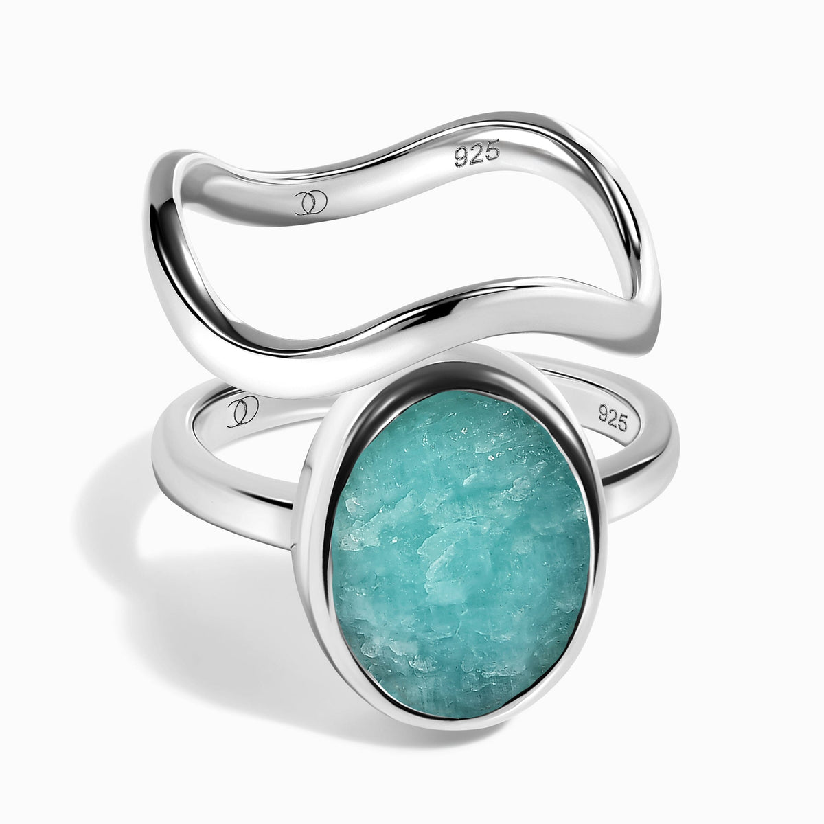 Enfolded Amazonite & Waves Rings