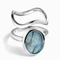 Enfolded Labradorite & Waves Rings