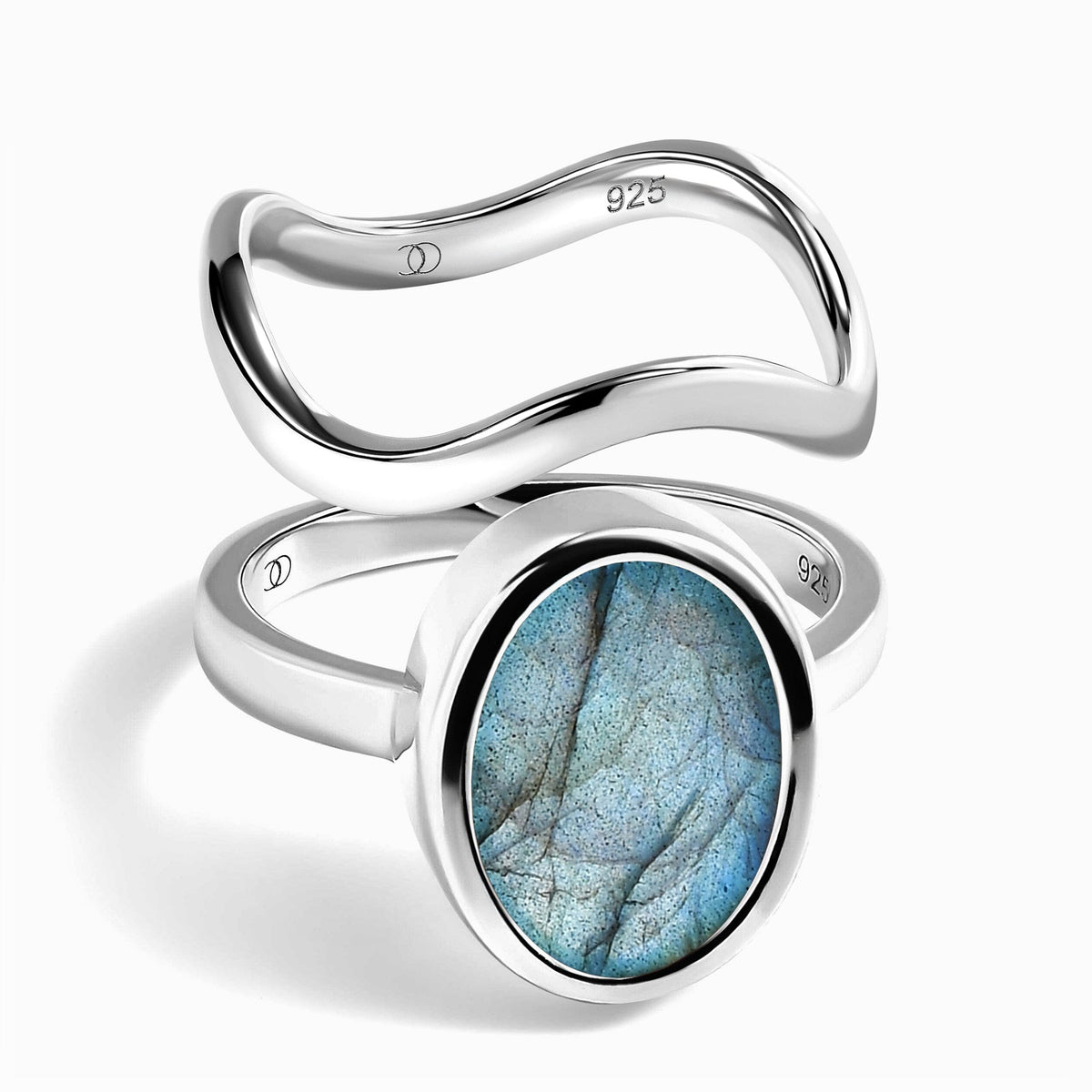 Enfolded Labradorite & Waves Rings