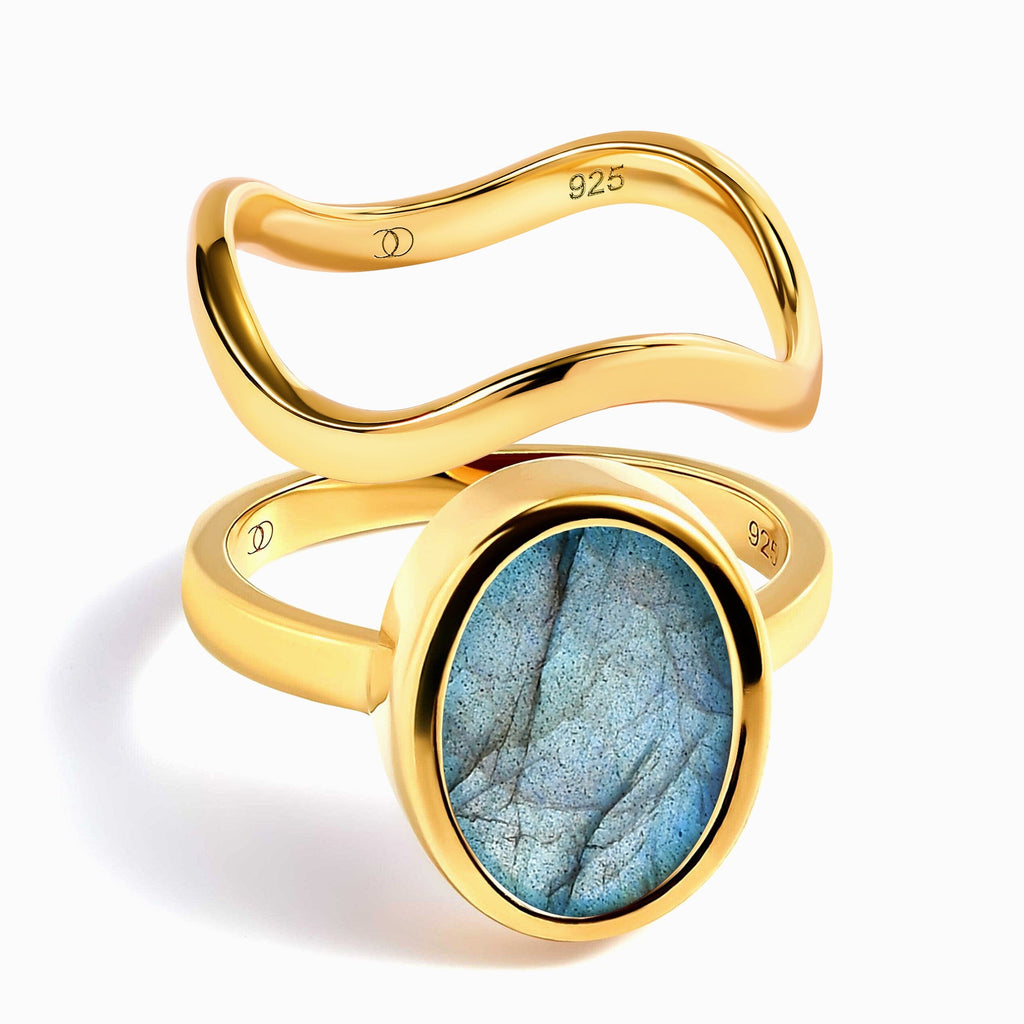 Enfolded Labradorite & Waves Rings