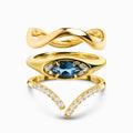 Blue Topaz Evil Eye & Infinite & Waves Rings
