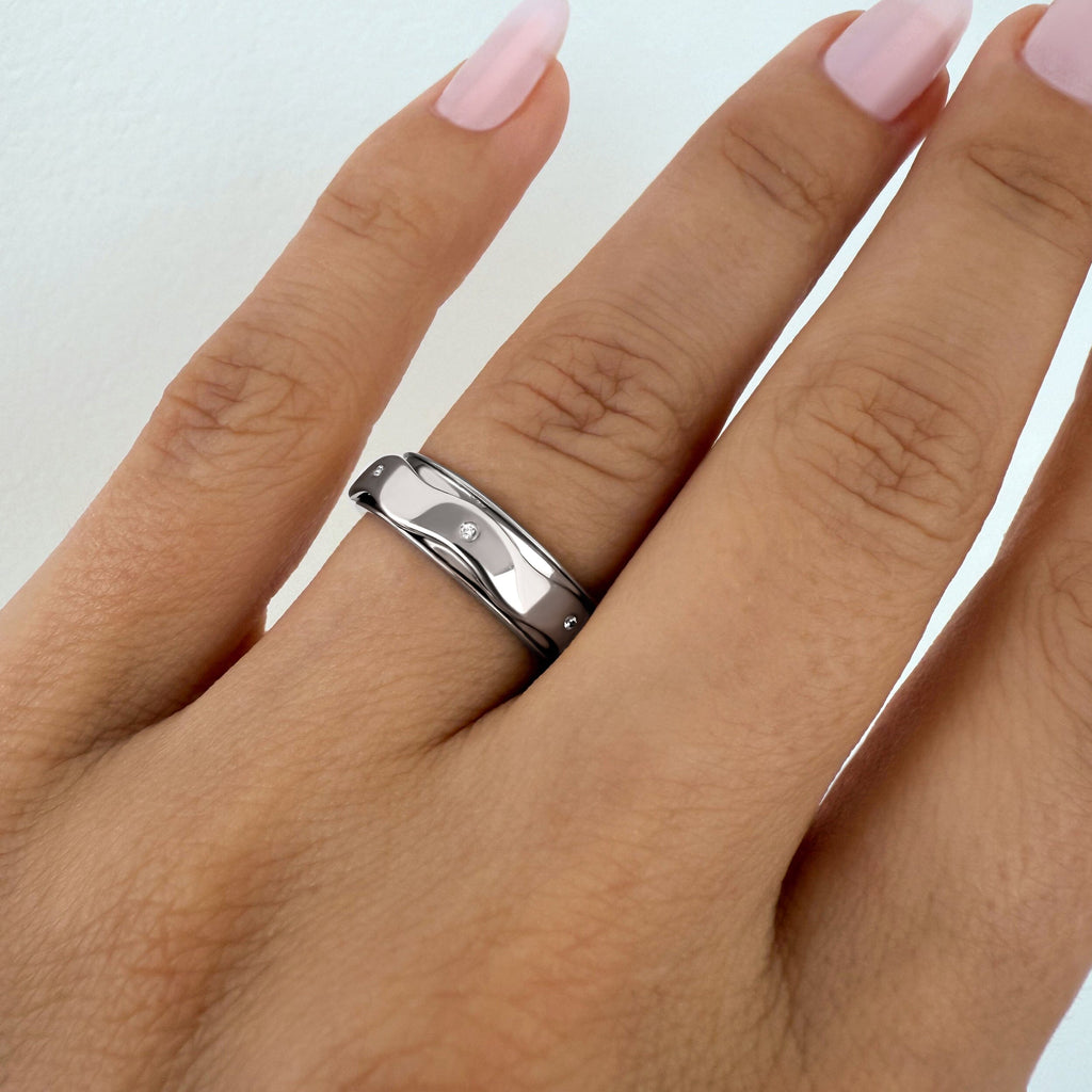 White Zircon Fidget Ring - Spinning Clarity