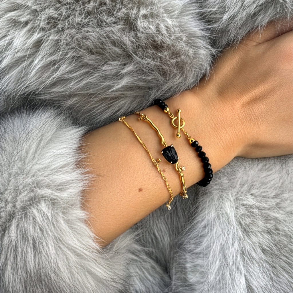 Black Obsidian Flow & Vibrations Bracelet
