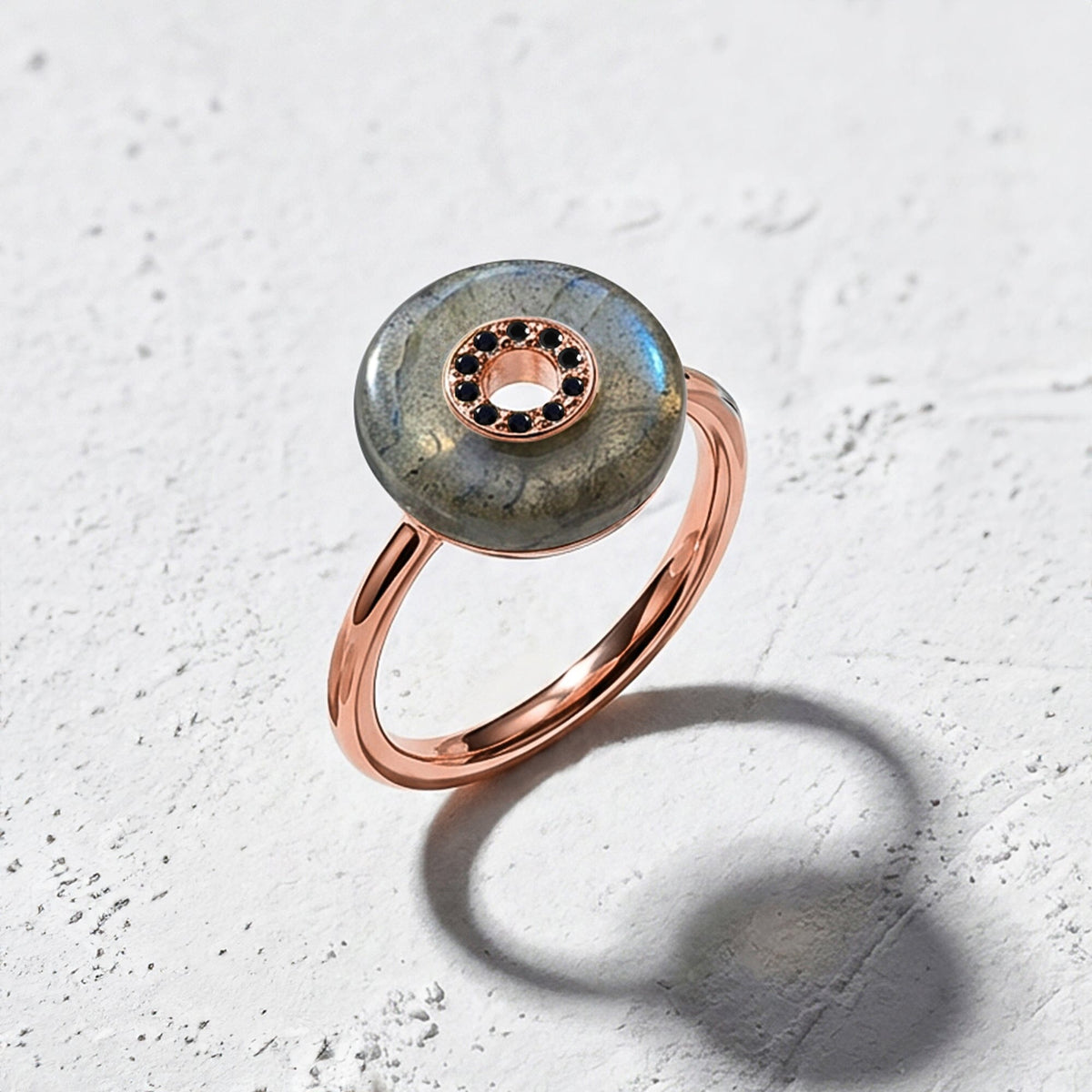 Labradorite Black Spinel Fidget Ring - Liora