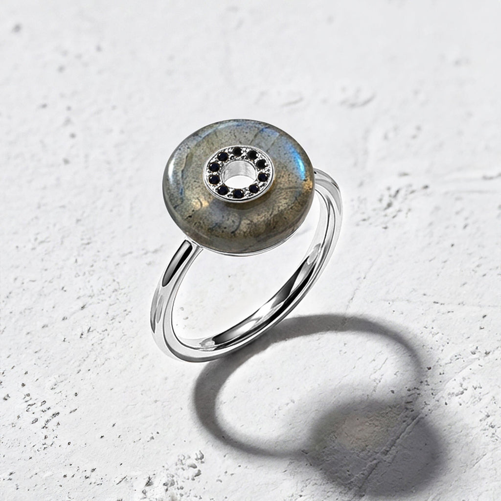 Labradorite Black Spinel Fidget Ring - Liora