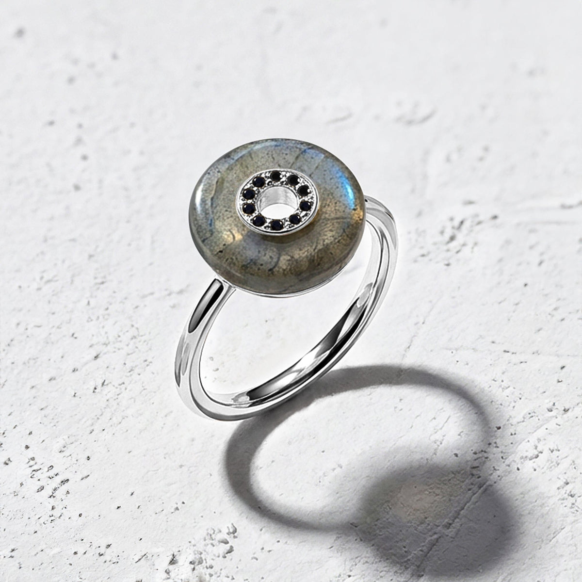 Labradorite Black Spinel Fidget Ring - Liora