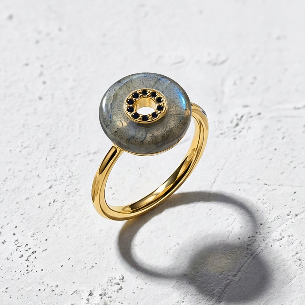 Labradorite Black Spinel Fidget Ring - Liora