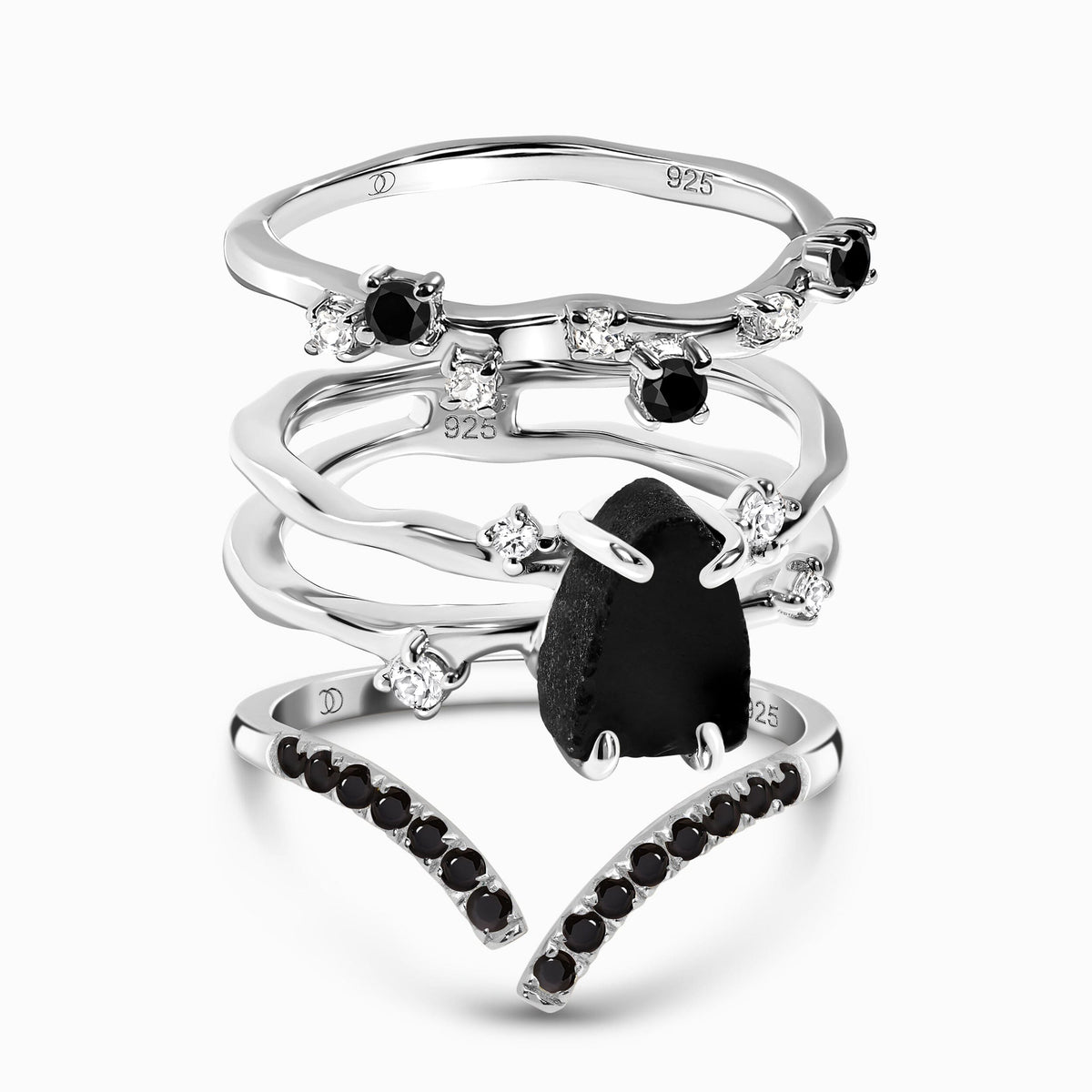 Black Obsidian Flow & Stardust & Infinite Rings