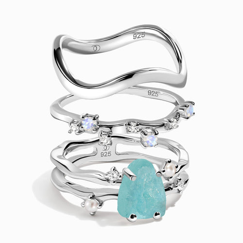 Amazonite Flow & Stardust & Waves Rings