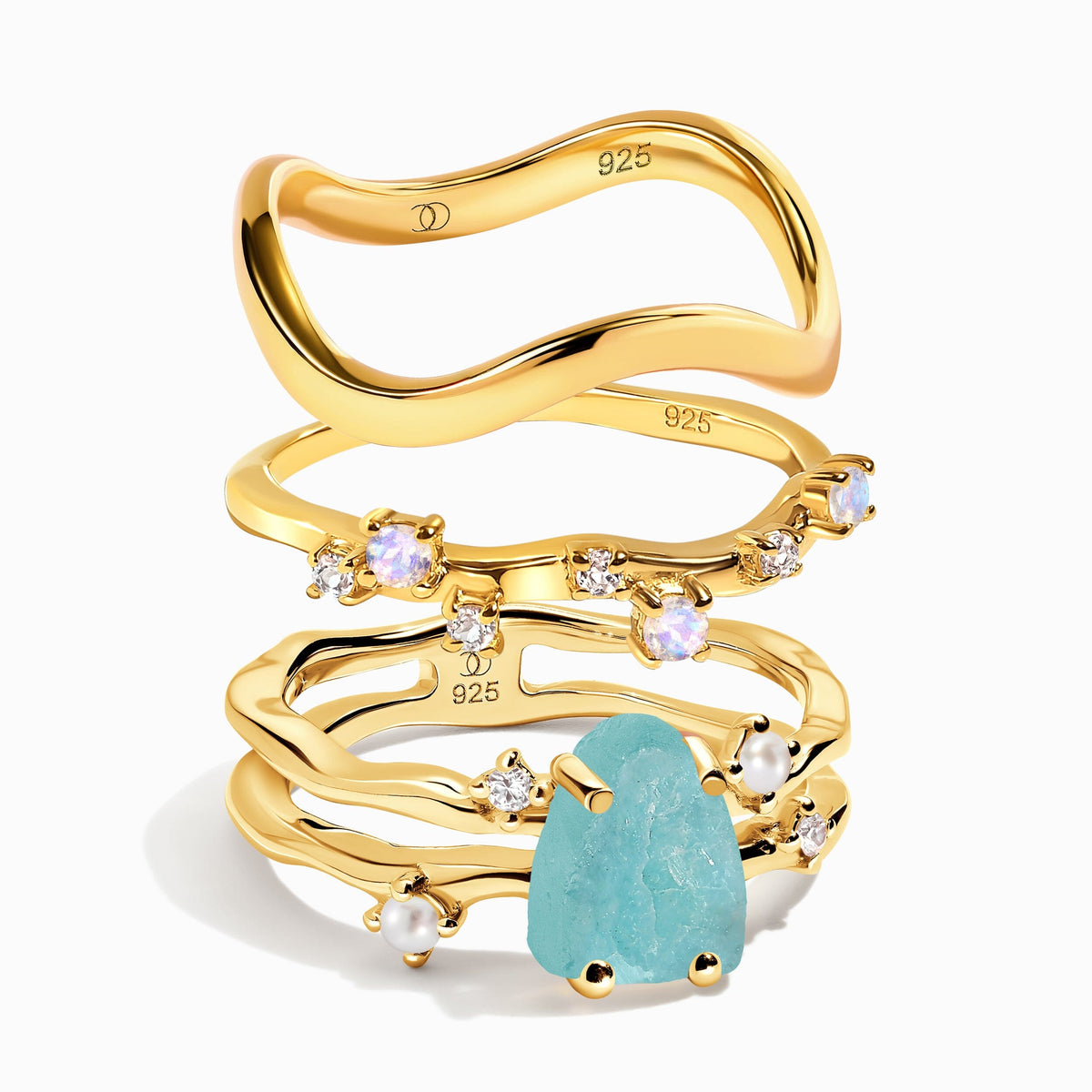 Amazonite Flow & Stardust & Waves Rings