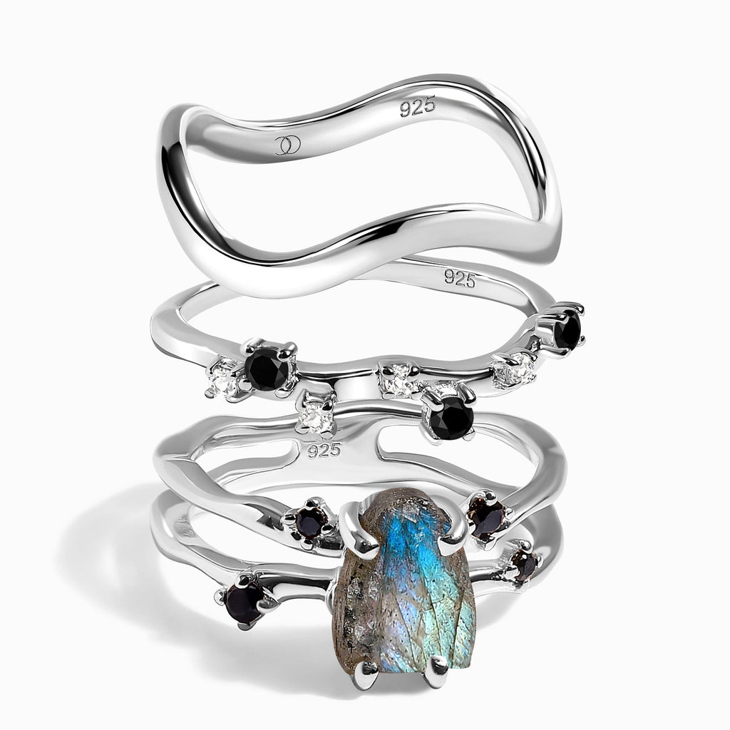 Labradorite Flow & Stardust & Waves Rings