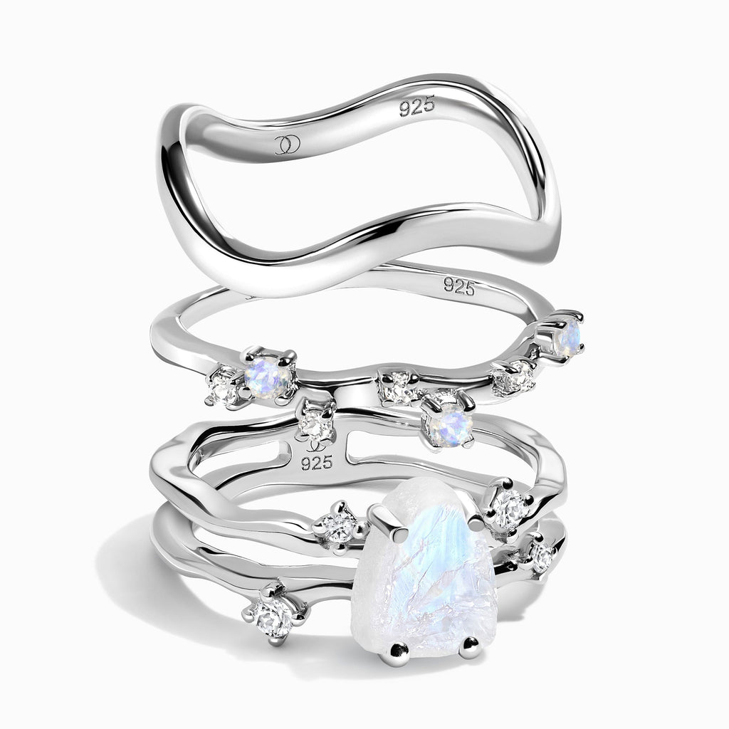 Moonstone Flow & Stardust & Waves Rings