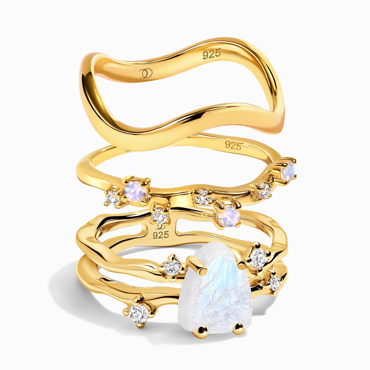 Moonstone Flow & Stardust & Waves Rings