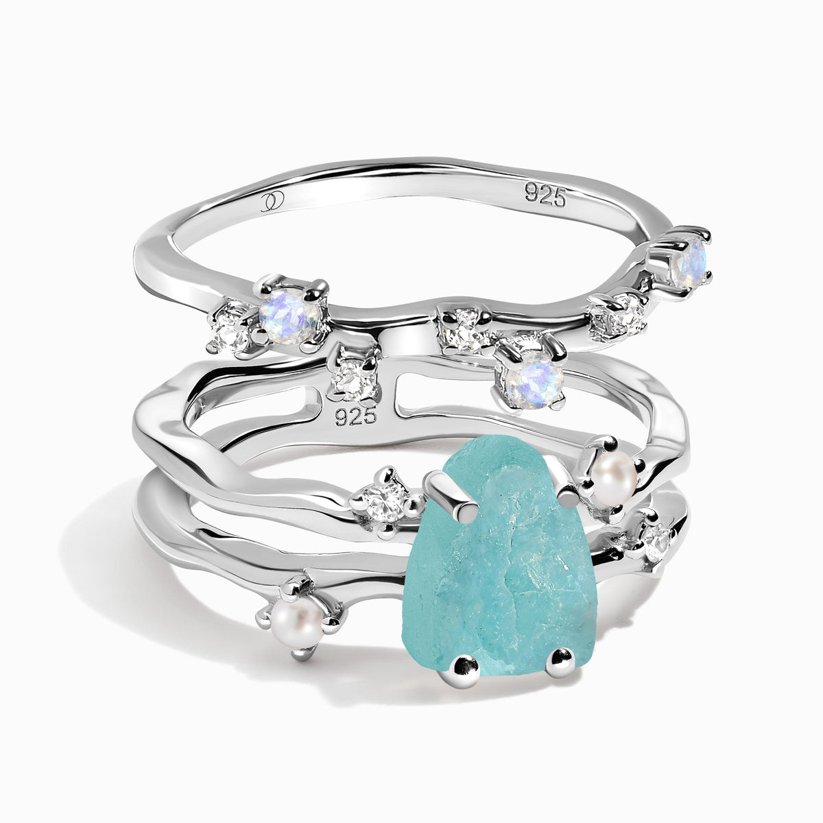 Amazonite Flow & Stardust Rings