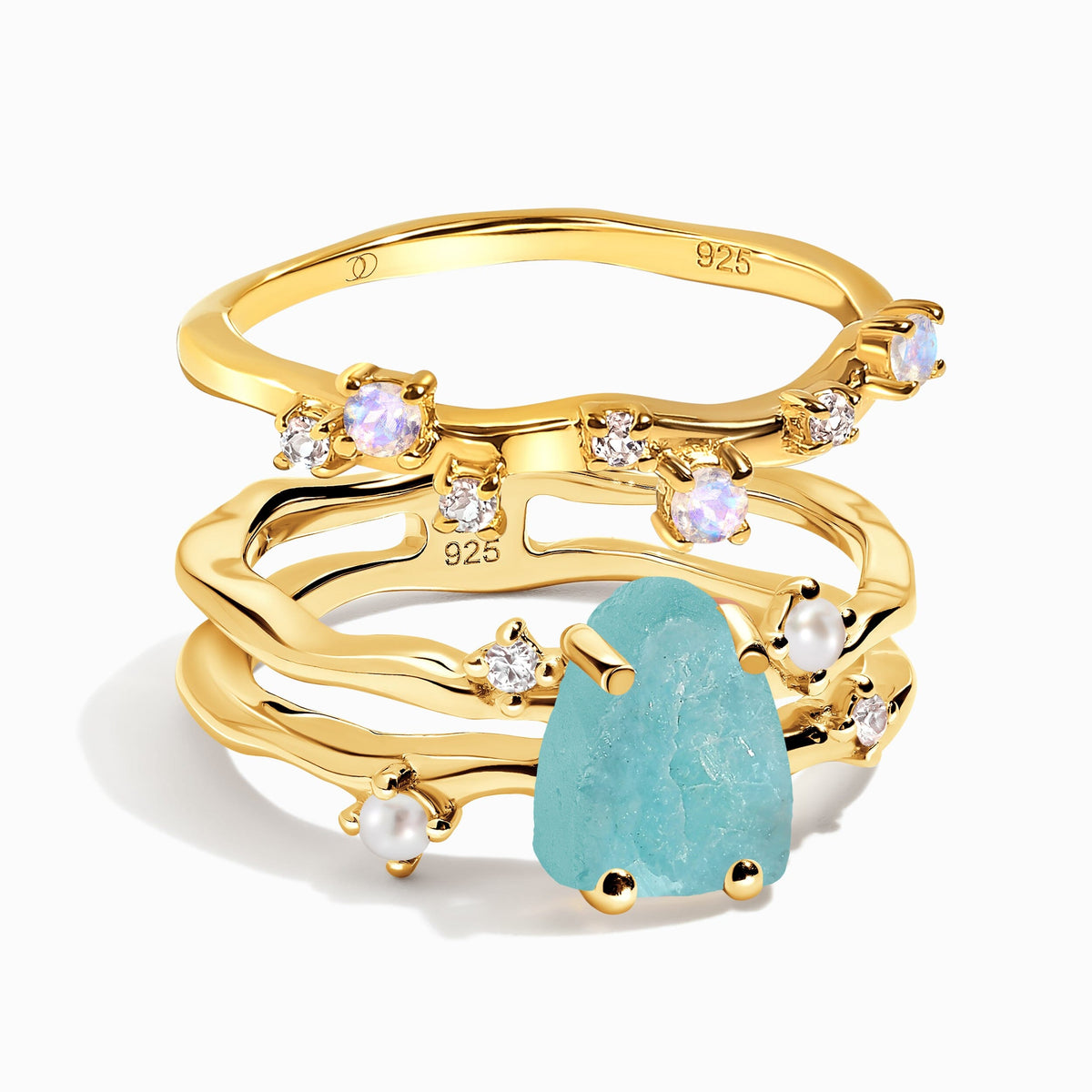 Amazonite Flow & Stardust Rings