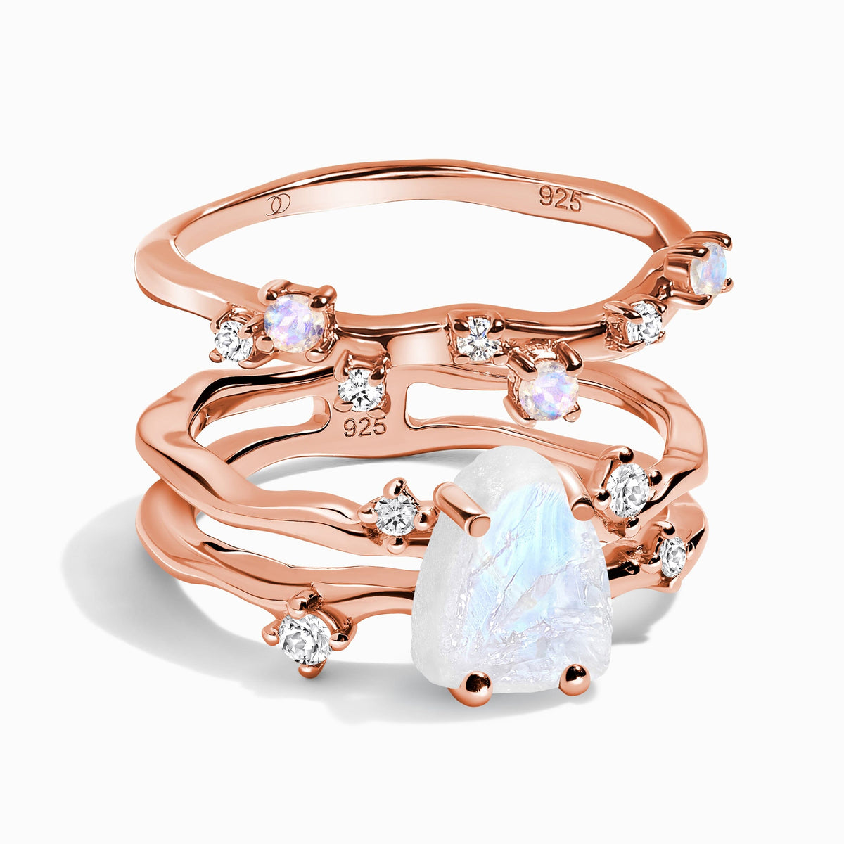 Moonstone Lab Diamond Flow & Stardust Rings