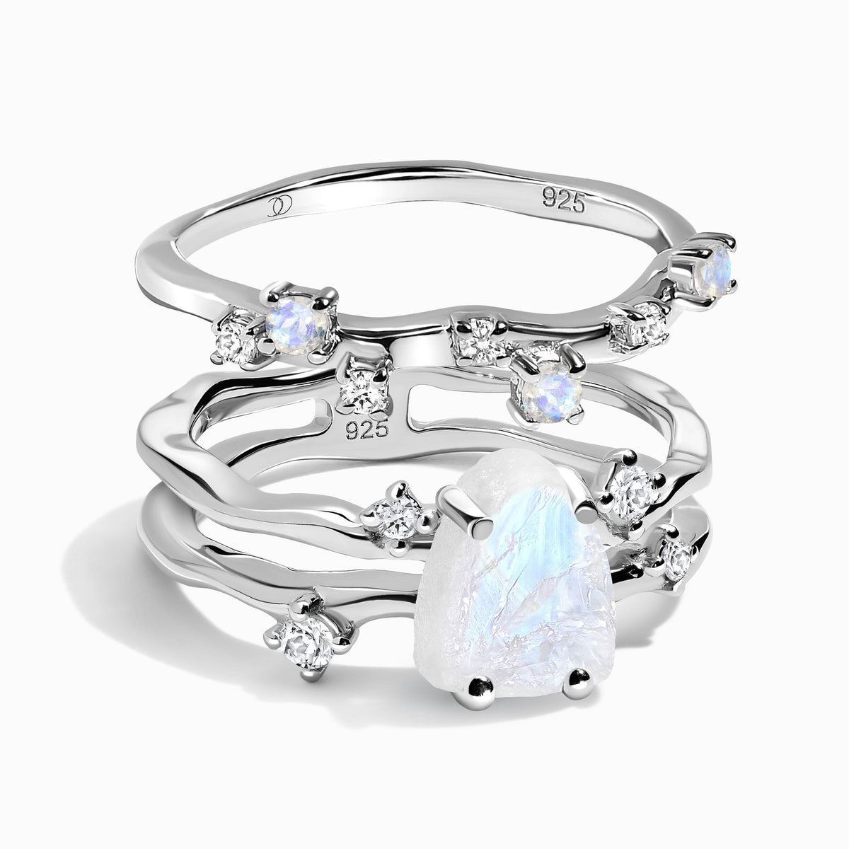 Moonstone Lab Diamond Flow & Stardust Rings