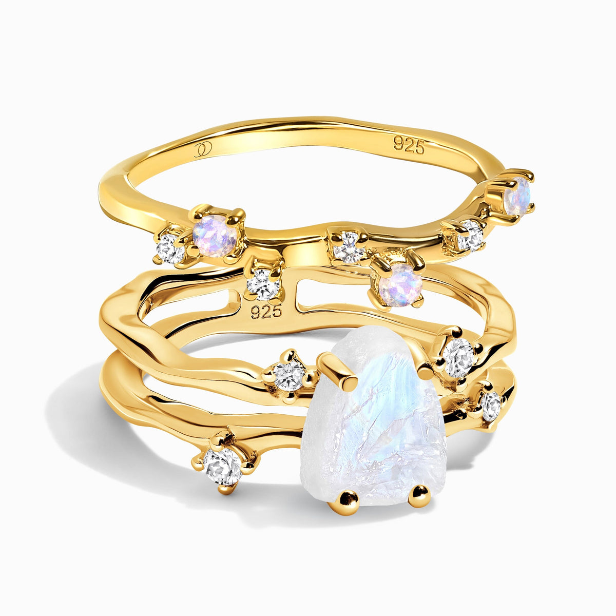Moonstone Lab Diamond Flow & Stardust Rings