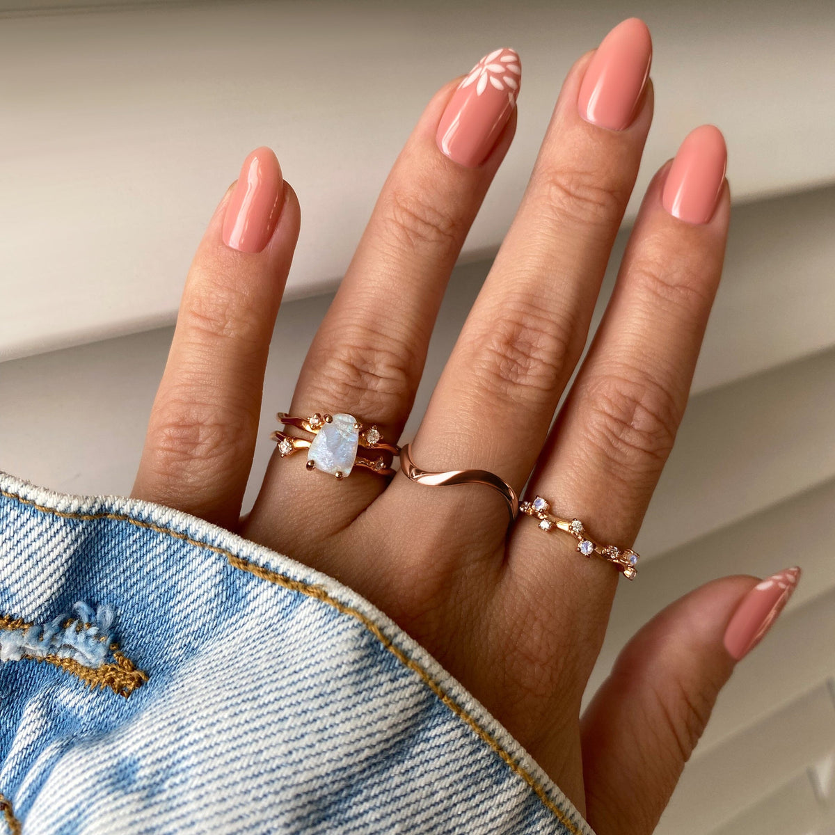 Moonstone Flow & Stardust & Waves Rings