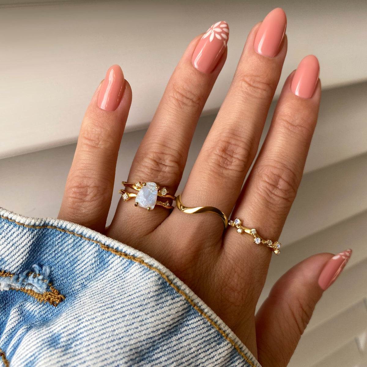 Moonstone Flow & Stardust & Waves Rings