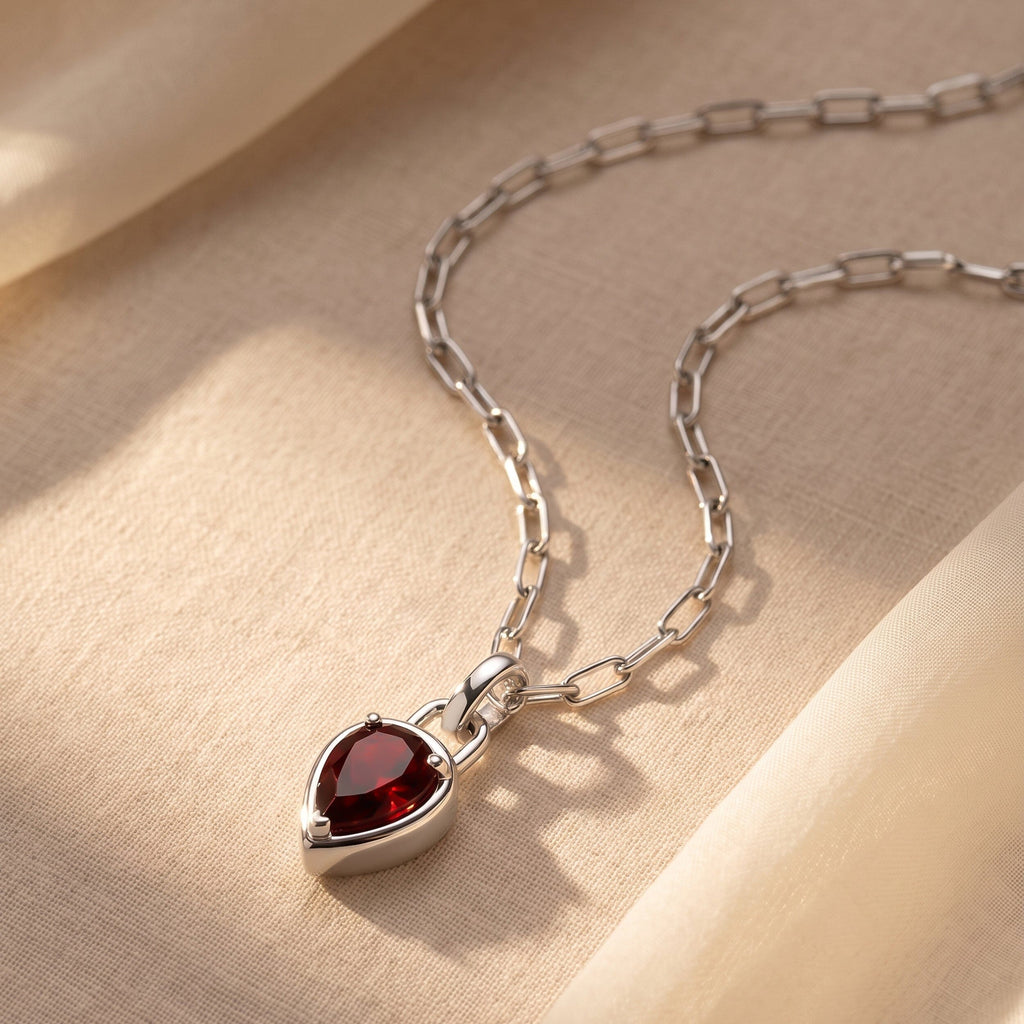 Garnet Talis Widelink Necklace - January Birthstone