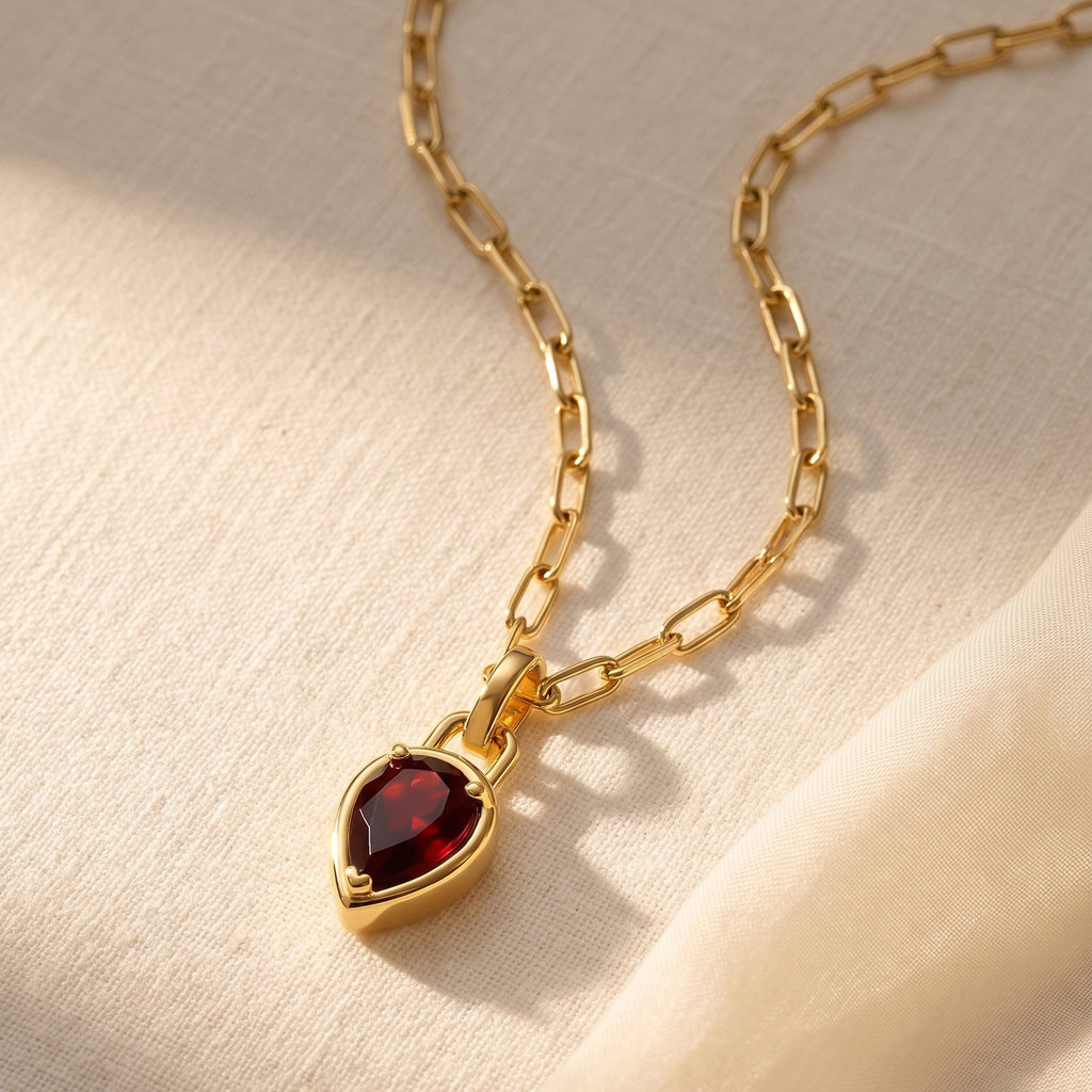Garnet Talis Widelink Necklace - January Birthstone