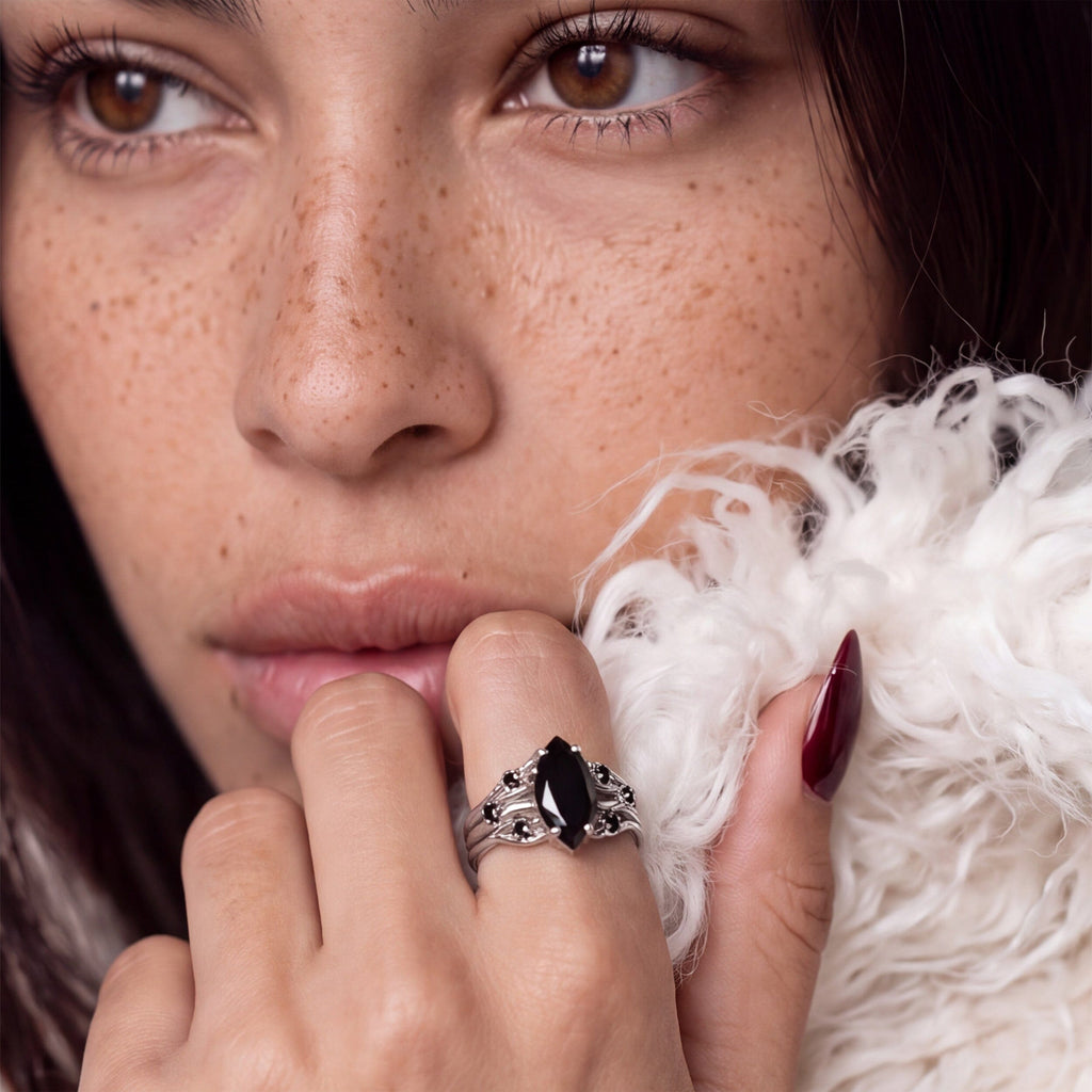Black Obsidian Black Spinel Ring - Radiance