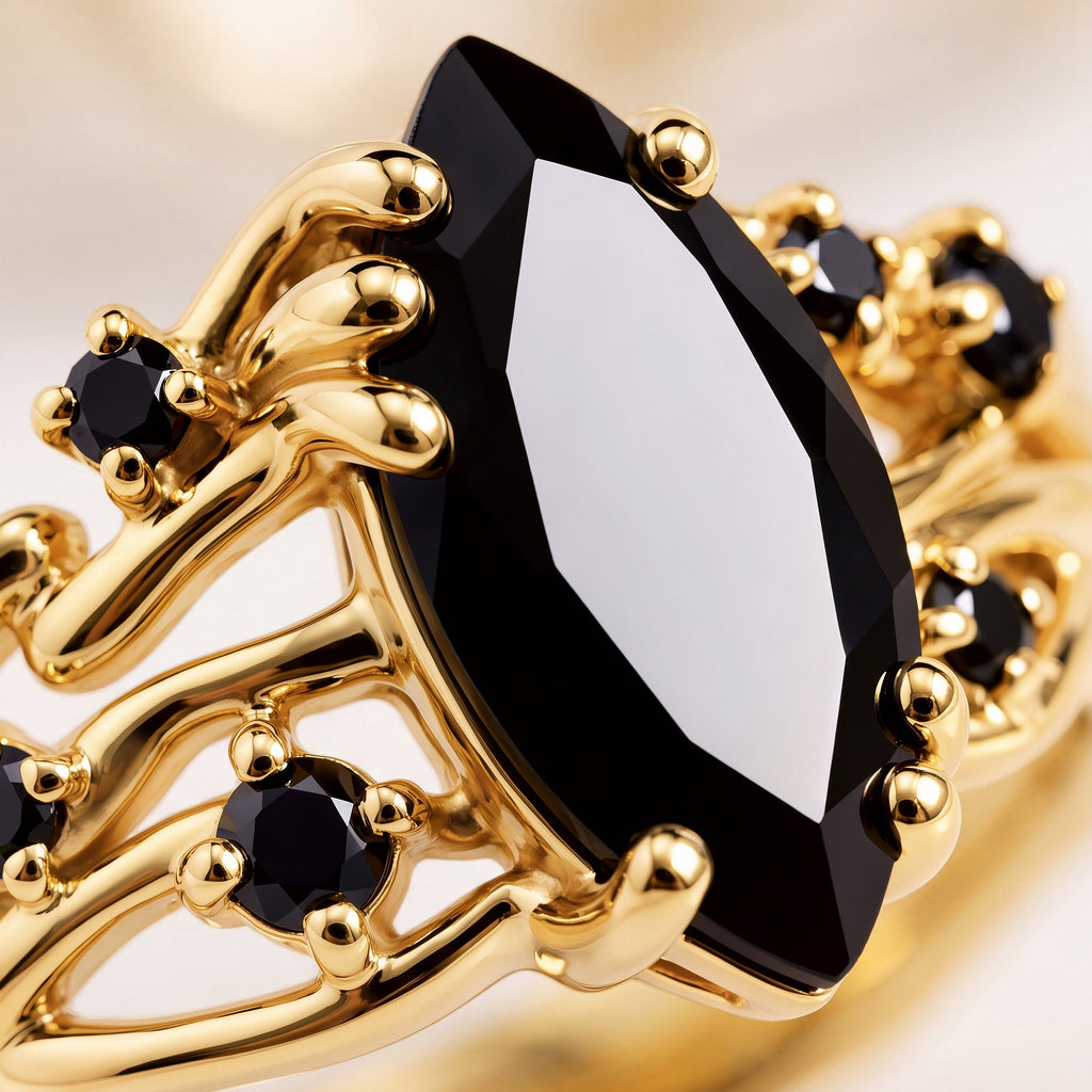 Black Obsidian Black Spinel Ring - Radiance