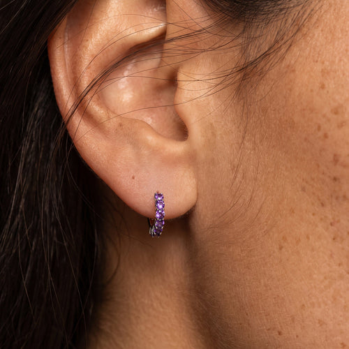 Amethyst Earrings - Bonny Hoops - February Birthstone