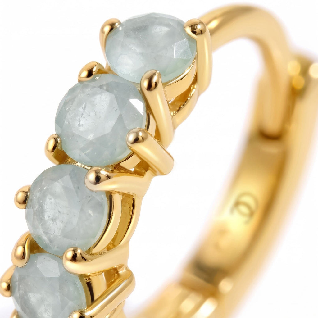 Aquamarine Earrings - Bonny Hoops - March Birthstone