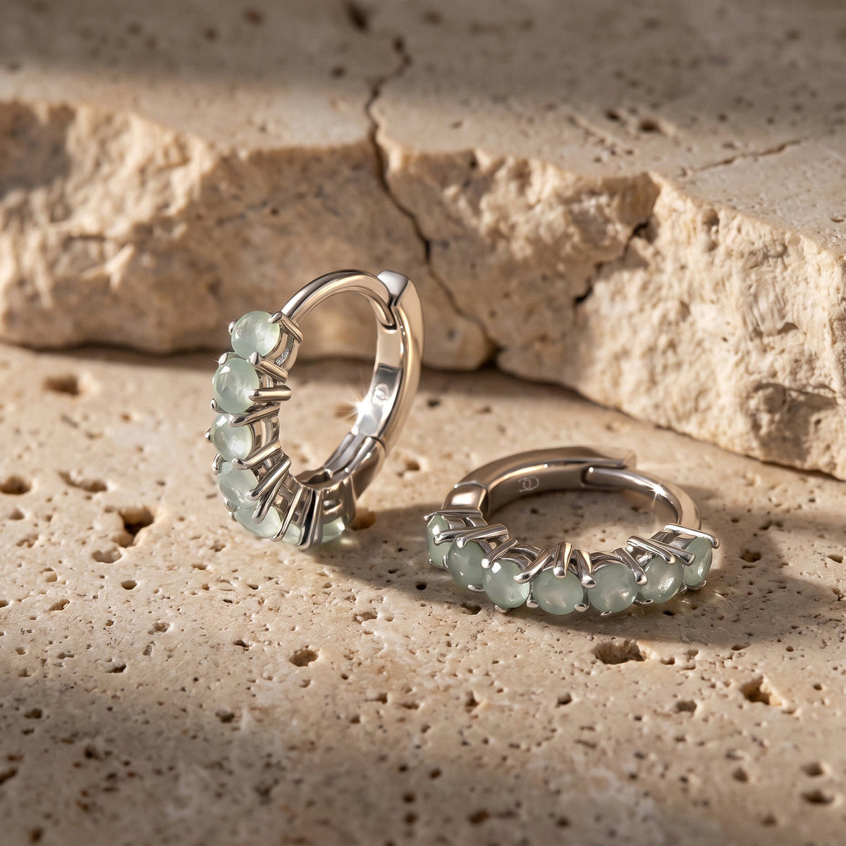 Aquamarine Earrings - Bonny Hoops - March Birthstone