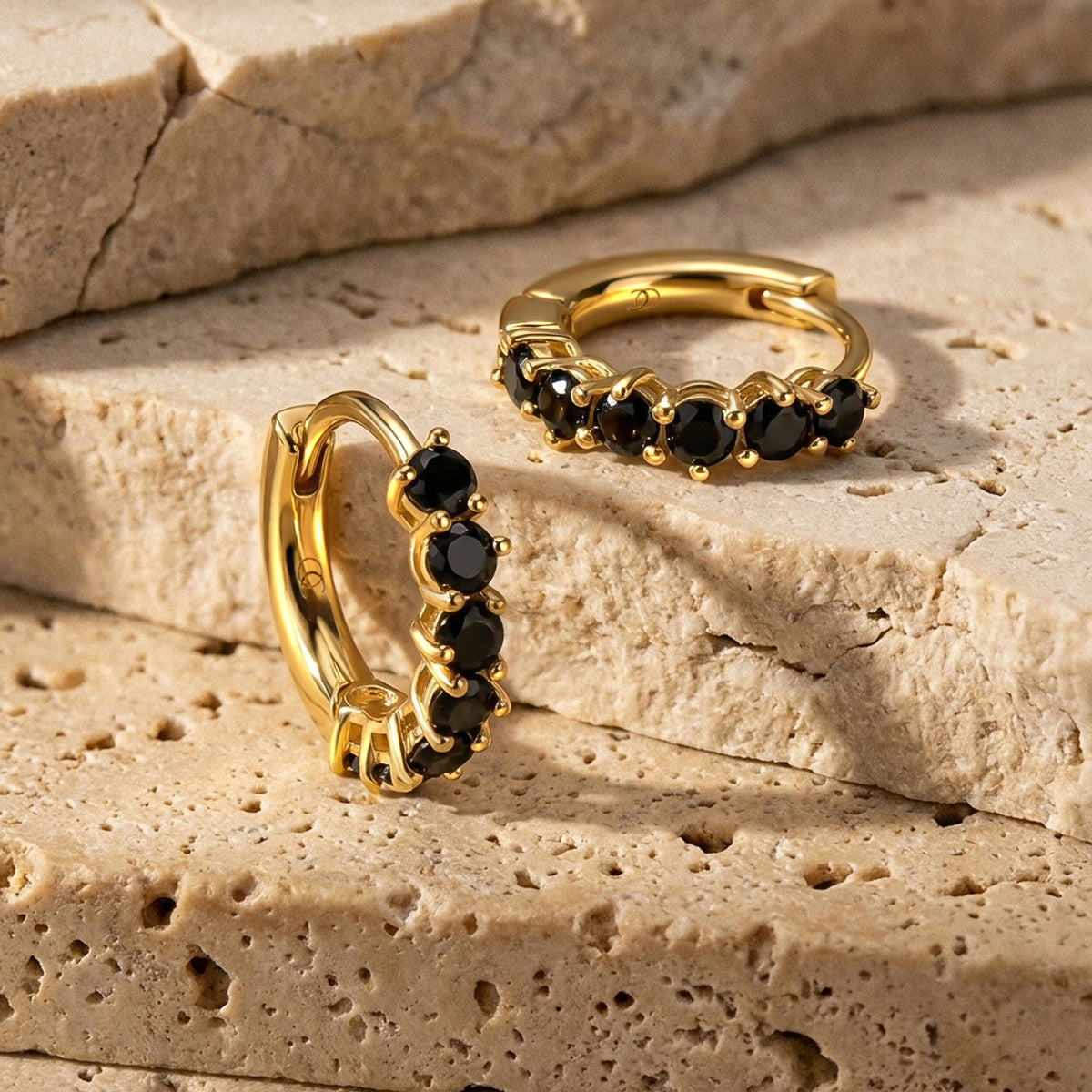 Black Onyx Earrings - Bonny Hoops - December Birthstone