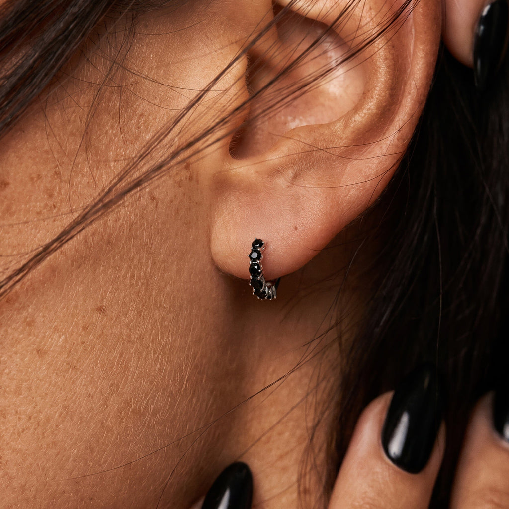 Black Onyx Earrings - Bonny Hoops - December Birthstone