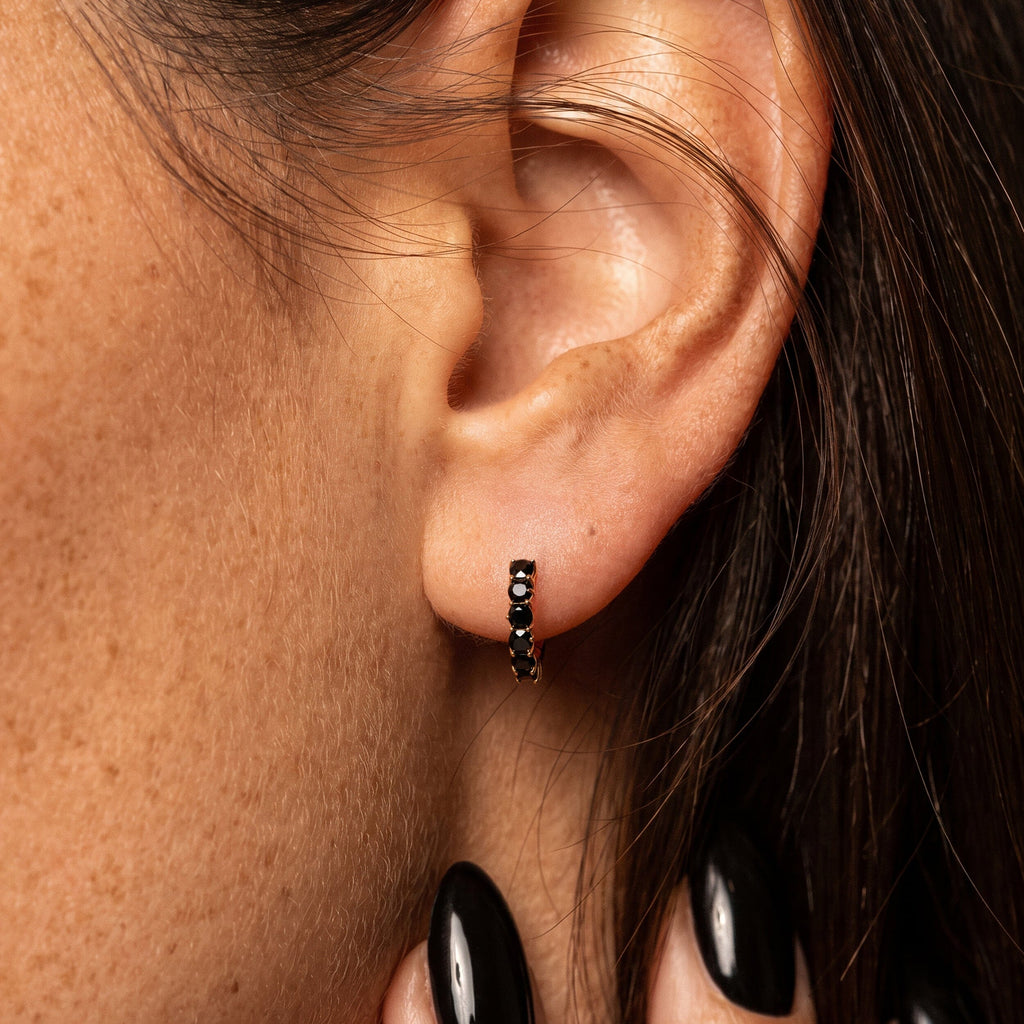 Black Onyx Earrings - Bonny Hoops - December Birthstone