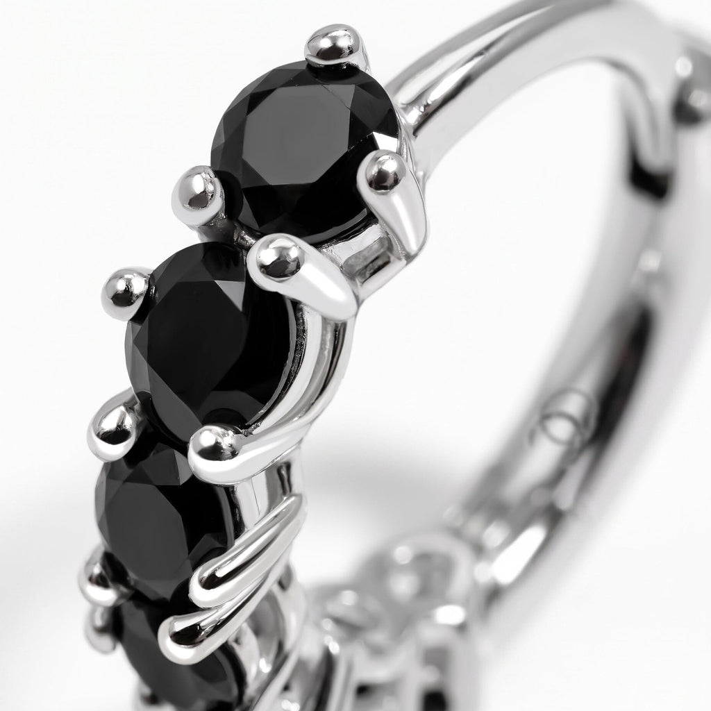 Black Spinel Earrings - Bonny Hoops - August Birthstone