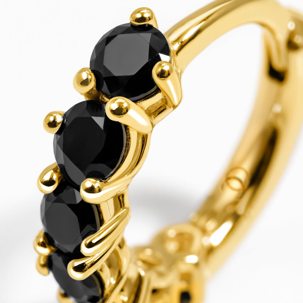 Black Spinel Earrings - Bonny Hoops - August Birthstone